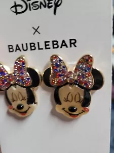 Disney Baublebar Large Minnie Mouse Multicolor Bow Sparkle Cheek Kiss Earrings - Picture 1 of 6