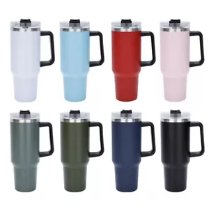 40 oz Tumbler Straw Lid Insulated Stainless Steel Water Bottle Coffee Mug Travel - Picture 1 of 30