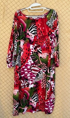 Vestido Pullover Moda Bug Talla 3X Para Mujer Multicolor Cuello Barco Manga 3/4 Foto 1 de 2