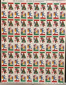 Hoja completa de sellos de Navidad 1974 EE. UU. - cartero, niños, gato, perro, árbol, nieve - Imagen 1 de 3