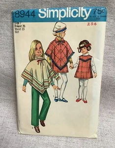 Poncho Pullover Hippie Mod Vintage Simplicity 8944 Patrón de Costura Niñas Talla 7 FF - Imagen 1 de 2