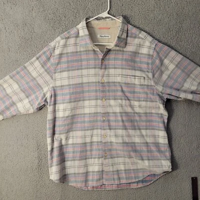 Tommy Bahama Flannel Button Down Shirt Mens Medium XL Soft Plaid - Image 1 of 4