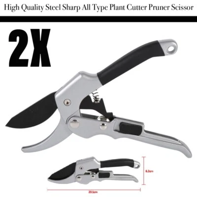 2 Black & Silver Pieces of Planting Gardening Floral Hand Pruner Shears Scissors - Image 1 of 4
