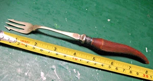 VINT. TRIDENT PICKLE FORK E.P.N.S. WITH STAG HORN HANDLE 8'' - Picture 1 of 6