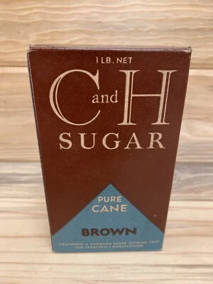 Caja vintage de azúcar morena C and H 1939 de 1 lb Foto 1 de 4
