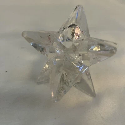 Pier 1 Clear Glass Star Shaped Taper Candle Holders Pair of 2 - Image 1 of 4