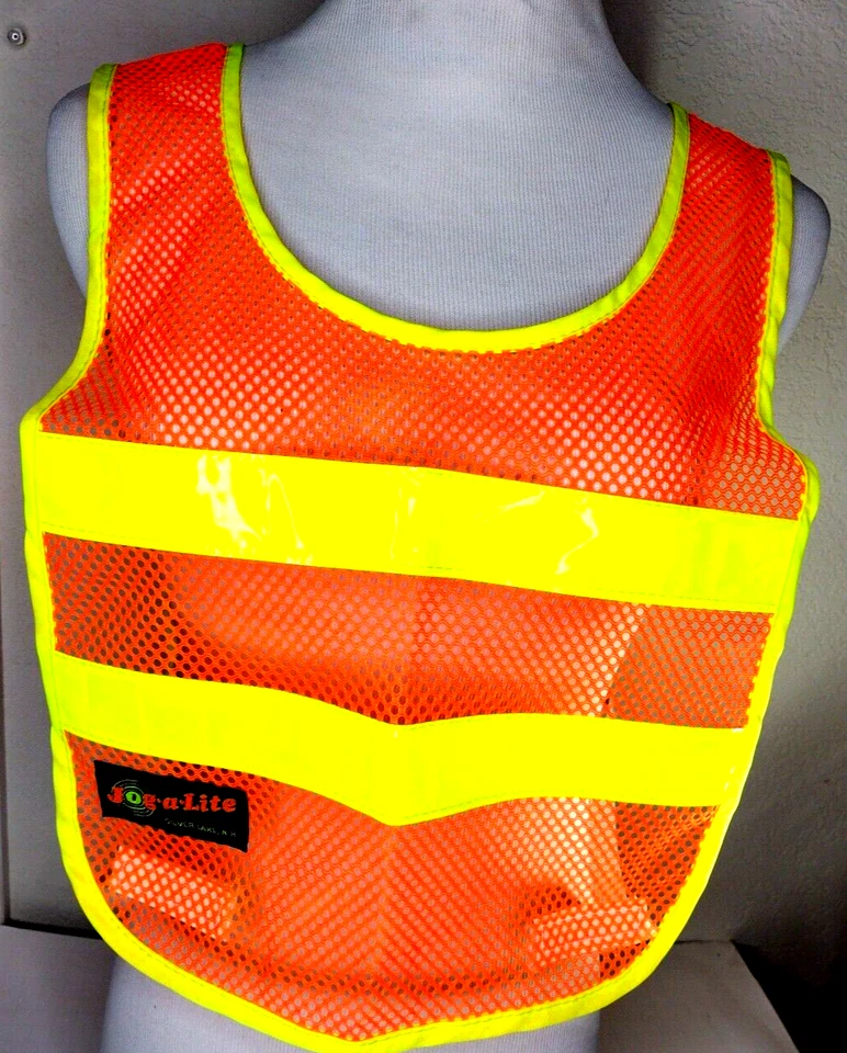 Jog-a-Lite Reflecto Vest Orange/Yellow Mesh, One Size 16" x 12" · Made in USA - Image 1 of 4