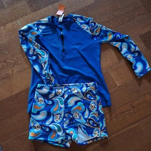 NEW Alltoke Womens 2 Piece Rash Guard Board Shorts Swimsuit Blue XL - Picture 1 of 3