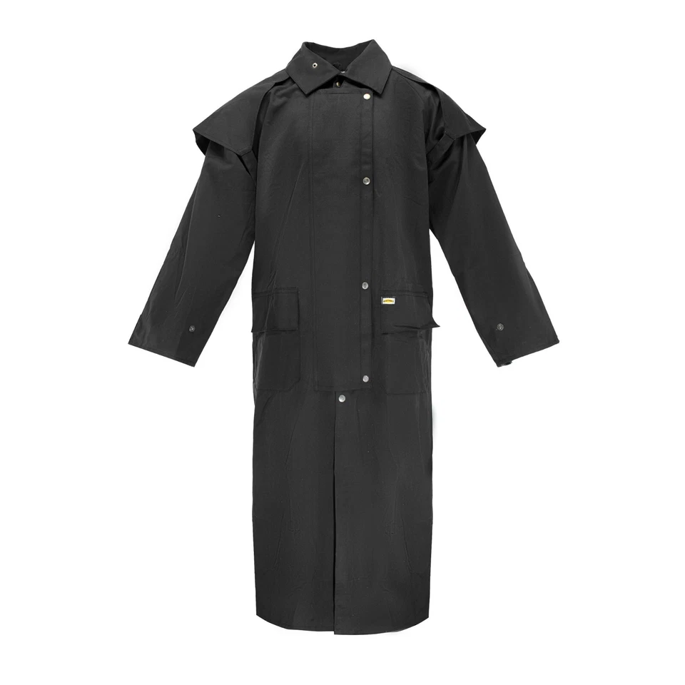 Unisex Lightweight Western Oilskin Waterproof Long Duster Coat Workwear - Image 1 of 4