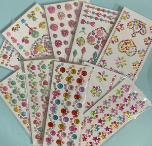 2000 pcs 10 Unique sheets rhinestone gem stickers New - Picture 1 of 10
