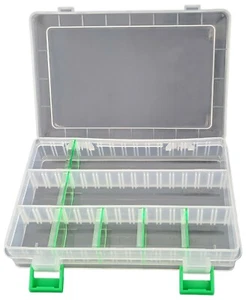 Small Parts Storage Box with 6 Removable Dividers, 8" x 5.3" x 1.5", RoHS - Picture 1 of 5