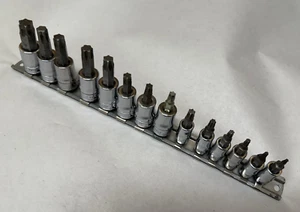 Snap-On USA 14 pc Torx 1/4 & 3/8" Drive Chrome Socket Set T8 to T50 w/ GM FTX500 - Picture 1 of 5