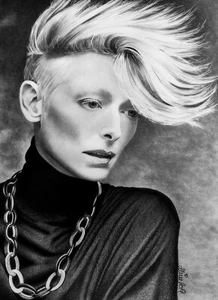 Tilda Swinton ♥ AVENGERS ♥ Doctor Strange ♥ Portrait - Drawing ♥ A4 ♥ B/W - Picture 1 of 1