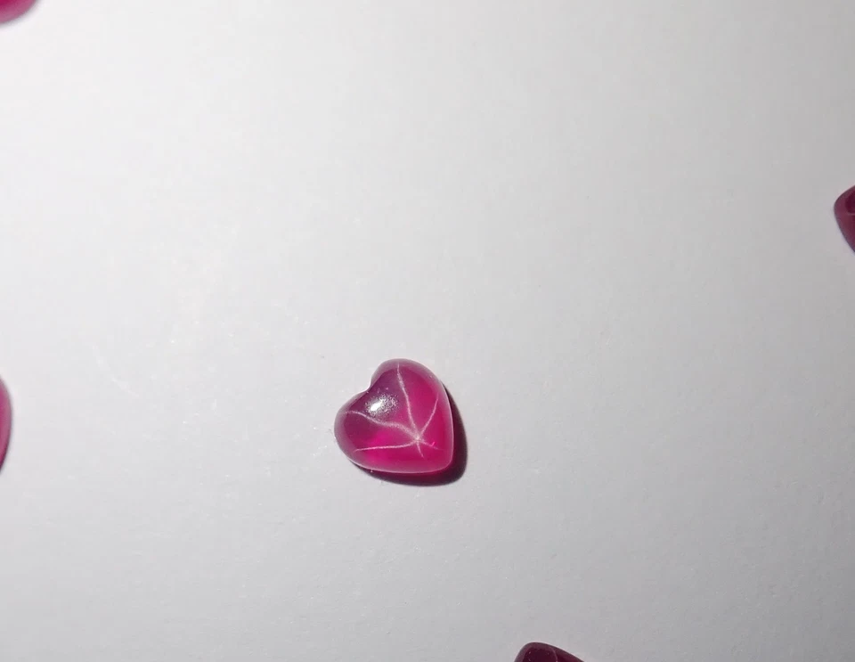 Transparent Star Ruby Heart 4x4 mm Cabochon 6 Rayed Lab-created 1 piece Lot - Image 1 of 4