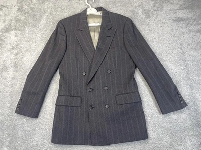 Vintage Racquet Club Blazer Mens 38L Gray Wool Pinstripe Double Breasted 80s - Image 1 of 4