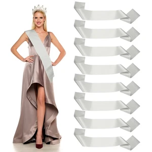 Satin Sash, Blank Sash Pageant Ribbon for Party Wedding 8 Pack & Silver - Picture 1 of 7
