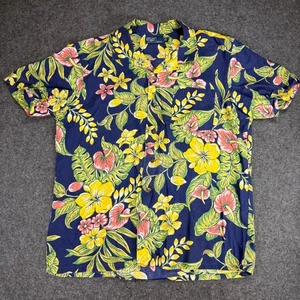 Vintage Polo Ralph Lauren Hemd Herren L blau geblümt Hawaii Camp Loop Kragen - Bild 1 von 8