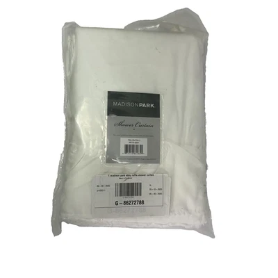 Madison Park Shower Curtain Abby Ruffle White 72x72 Inches Womens Bathroom Decor - Image 1 of 4