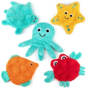 No Stuffing Crinkle Squeaky Plush Dog Toys - Cute Animal Themed for Small to ... - Picture 1 of 8