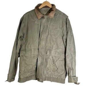 Abrigo de Granero LL Bean Chore Verde Lona Marrón Cuero Cuello Para Hombre Grande Alto - Imagen 1 de 6