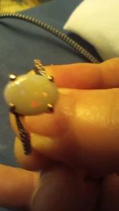 10k Yellow Gold Australian White Opal And Zircons Ring Size 9 - Picture 1 of 3