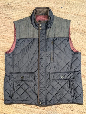 Vince Camuto Blue Red Gray Puffer Tweed Casual Outdoor Vest Men's Size XL - Image 1 of 4