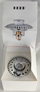 Badezimmer Waschbecken Stopper Haarfänger Waschbecken Abfluss Sieb Pop Up Chrom Neu - Bild 1 von 7