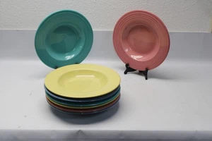 FIESTA SET OF 8 MIXED Colors Large Rim Soup Bowl 9” H Laughlin Fiestaware - Picture 1 of 8
