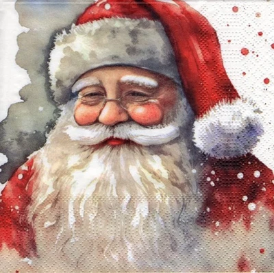 3 Lunch Servietten ~ Weihnachten, Weihnachtsmann, Porträt ~ 33x33 cm - Bild 1 von 2