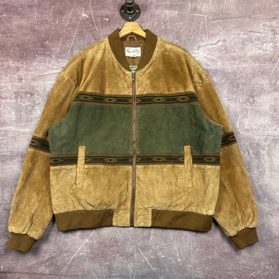 Vintage Scully Jacket Men's Tan Brown XL Western Suede Zip Up Bomber 80s 2971 - Image 1 of 4
