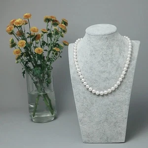 Exquisito 20" AAAA+ 8-9mm Real Natural Akoya Blanco Redondo Collar Perla Oro 14k - Imagen 1 de 5