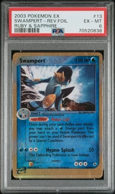 Pokemon! PSA 6 Swampert 13/109 - 2001 Ruby & Sapphire - Reverse Foil - EX- Mint - Image 1 of 2