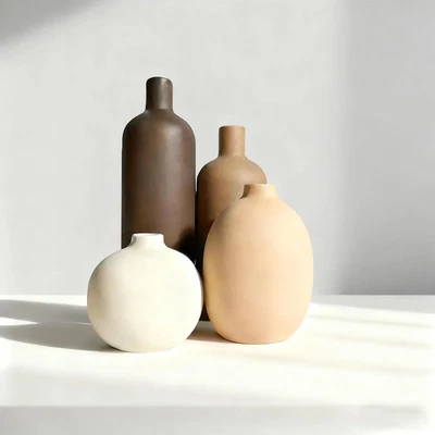 Conjunto de Vaso de Cerâmica Moderno – 4 Peças Vasos Decorativos Rústicos para Boho Living Roo... - Imagem 1 de 4