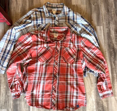 Lot of 2 LL Bean Men's Long Sleeve Plaid Shirt Size XL 1 Orange 1 Gray - Image 1 of 4