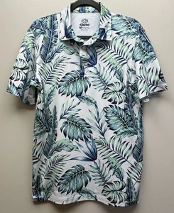 Kaipar Herren Kurzarm Blau Grün Weiß Hawaii Golf Poloshirt Gr. M - Bild 1 von 6