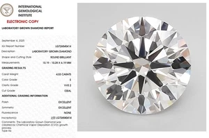 4.03 Round Lab Grown Diamond Engagement Ring IGI Certify E VVS2 - Picture 1 of 11
