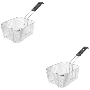2 Count Stainless Steel Frying Screen Deep Fryer Basket Strainer - Picture 1 of 12