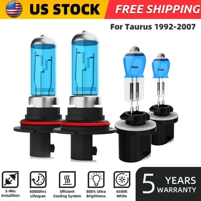 Combo de faros halógenos altos/bajos + bombillas antiniebla 6000 k para Ford Taurus 1992-2007 Foto 1 de 4