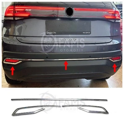 RS CHROME Per VW TAIGO 2021-SU Deflettore di scarico posteriore cromato 3 pz ACCIAIO