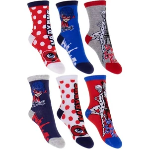 Miraculous Ladybug Socks 3 Pack 3 Sizes 6 Designs 3 Pairs Girls New - Picture 1 of 4