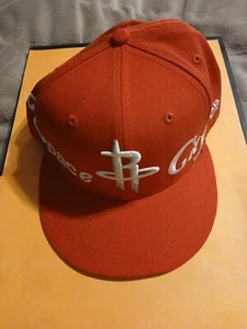 New Era Houston Rockets Space City Red White 59Fifty 5950 Patch Fitted Cap Hat - Picture 1 of 5