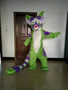 Long Fur Husky Dog Fox Mascot Costume Fursuit Halloween Suit Cosplay Adults Xmas - Picture 1 of 4