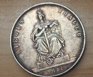 1871 A Germany Thaler Silver German States PRUSSIA Thaler KM# 500 - Picture 1 of 2