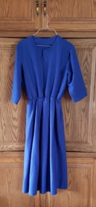 Abito da donna blu amish/mennonite 44"" busto fatto a mano - Foto 1 di 3