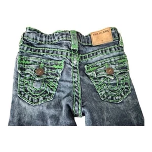 True Religion Rocco Skinny Jeans Green Stitch Denim Pants Size 4 - Picture 1 of 6