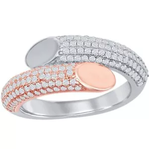 Classic Women's Two-Tone Pave CZ Overlapping Ring - Picture 1 of 6