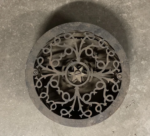 12" Round Cast Iron Floor Grate Vent w/ Working Louvers Cover