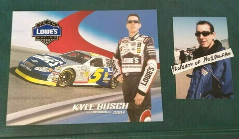 2004 KYLE BUSCH #5 LOWE'S 8X10 POSTCARD - HERO / DRIVER CARD - Plus 4x6 Photo Cover