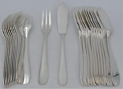 SFAM Art Déco, 12 couverts à poisson excellent état, métal argenté, 24 pièces - Photo 1/4