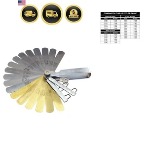 Combination Tune-Up Feeler Gauge Metal Steel Blades Metric SAE 18 Piece - Foto 1 di 3